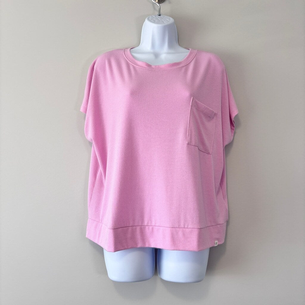 GAP GapBody Women's Pink Ribbed Short-Sleeve Pajama Top NWT