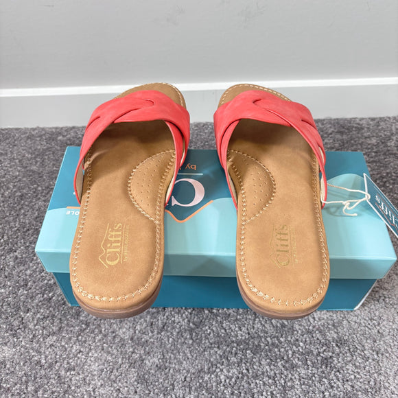 Cliffs by White Mountain Women's 7 Red and Tan Suede Slide Sandal NWT