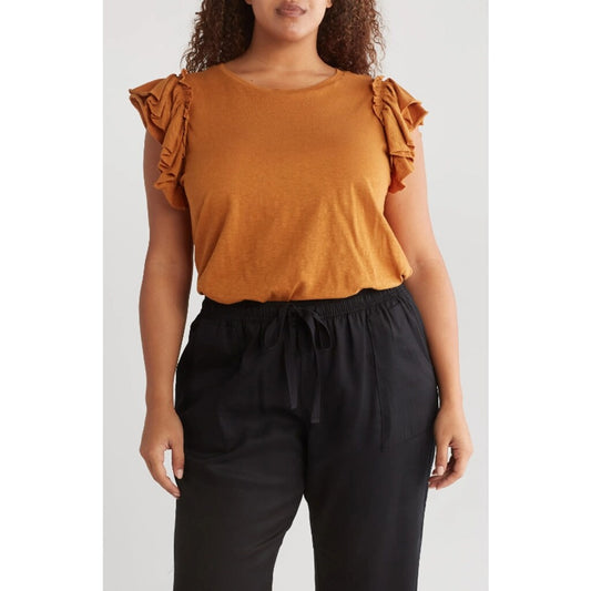 Industry Republic Clothing XS Flutter Ruffle Sleeve Pima Cotton T-Shirt NWT