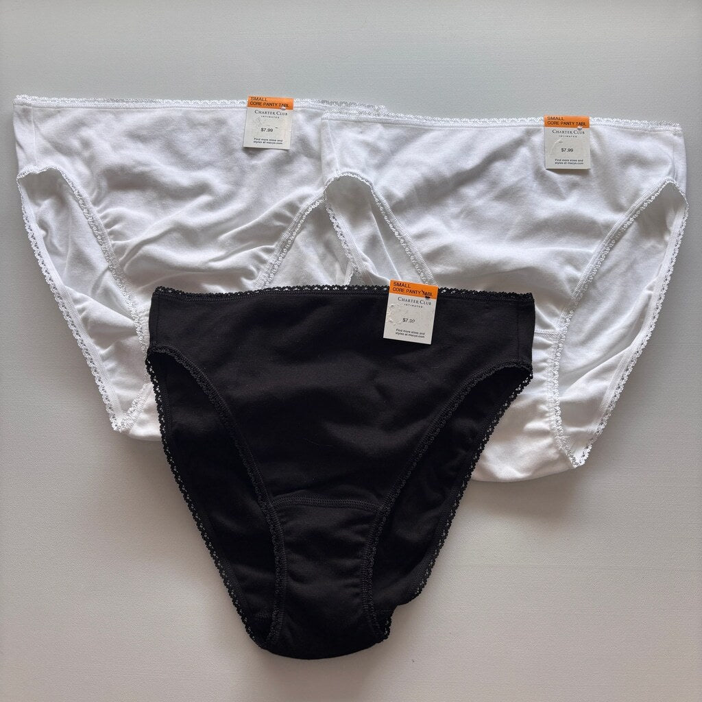 Charter Club Women's Small 100% Cotton 3 Pack of Multi Brief Underwear NWT S31