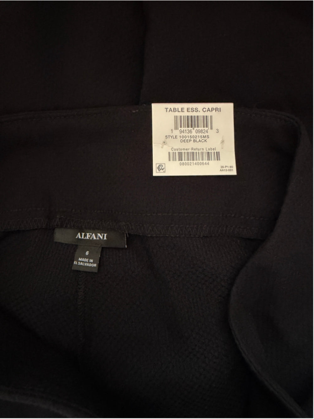 Alfani Size 6 Black Essential Capri Pull-On Dress Pants With Tummy-Control NWT