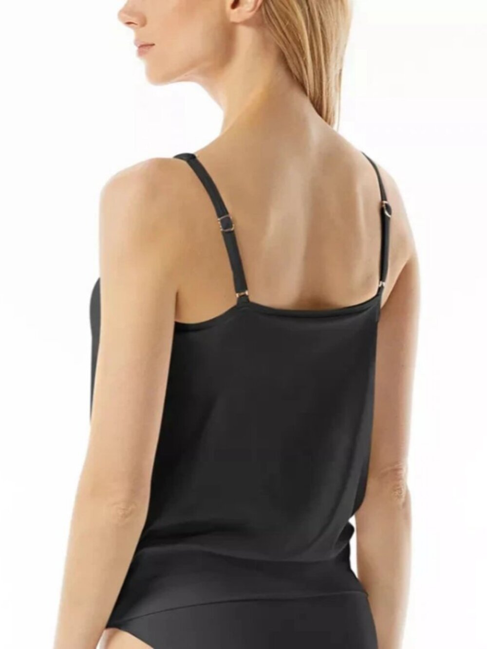 Michael Kors Women's Size XS Black Lace-Up Blouson Tankini Top NWT