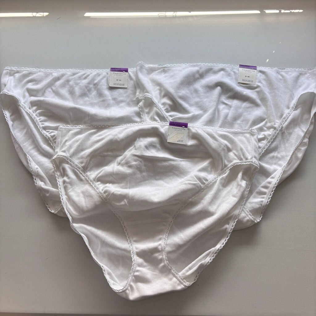 Charter Club Women's XXL 100% Cotton 3 Pack of White Brief Underwear NWT L30