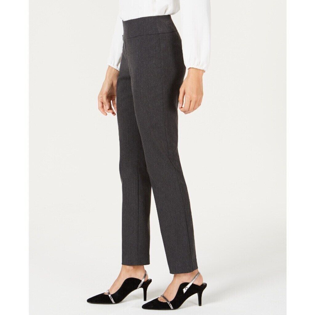 Alfani Petite Dark Grey Tummy-Control Pull-On Skinny Dress Pants NWT