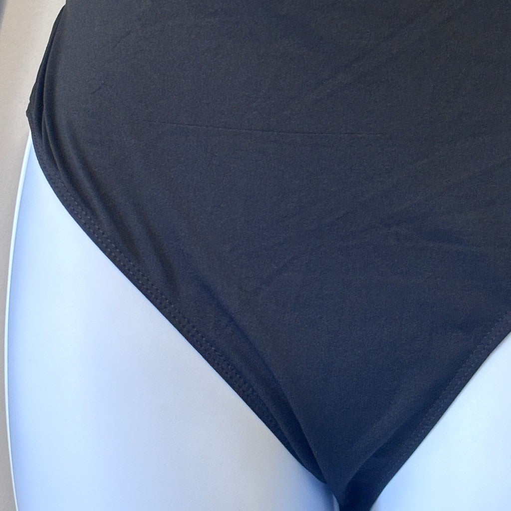 Shein Women's Size Extra Small Asymmetrical & Open Back Black Bodysuit NIB