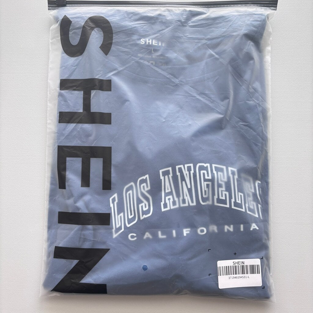 SHEIN Women's Los Angeles California Blue Oversized Short Sleeve T-Shirt NIB