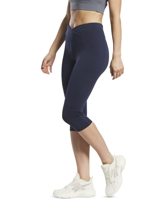 Reebok Women's Medium Workout Ready Vector Navy Capri Leggings NWT