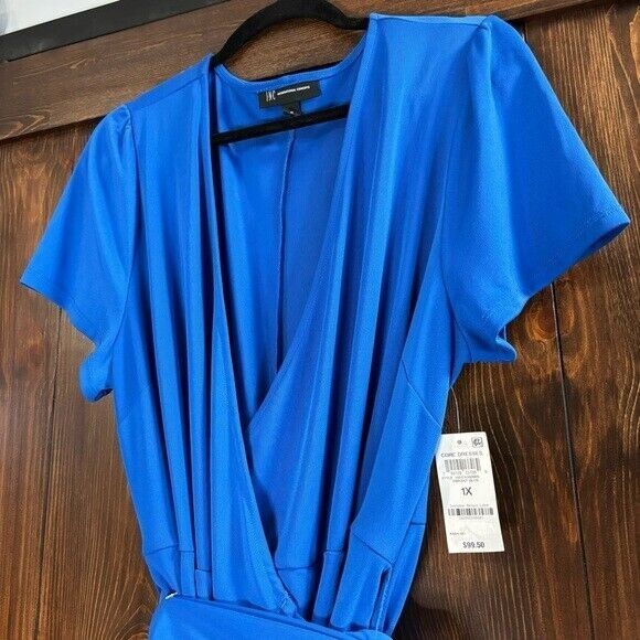 I.N.C. International Concepts Plus Size Blue Side-Tie Wrap Dress NWT