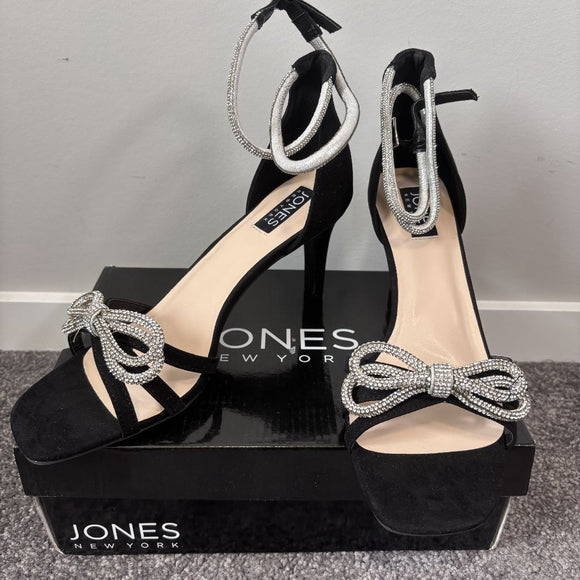 Jones New York Women's 10 Black Tarrie Rhinestone Bow Stiletto Heels NIB