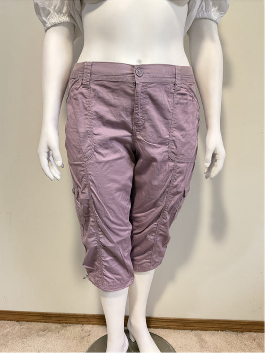 Style & Co. Women's 16 Petite Purple Bungee Capri Cargo Pants NWT