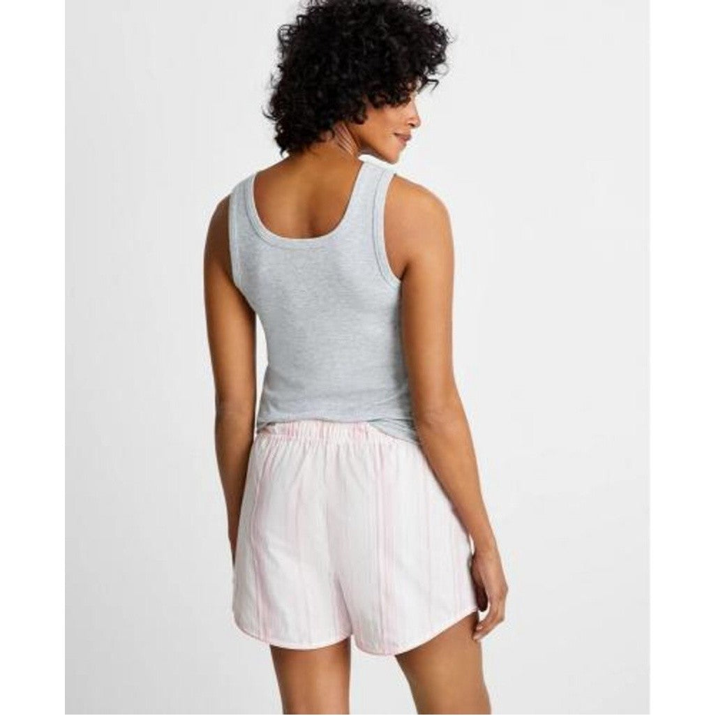 State of Day Women's Pink & White Striped Poplin Boxer Sleep Shorts Pajamas NWT