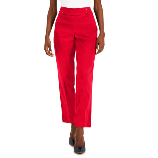 JM Collection Petite Red Slim Leg Stretchy Pull-On Studded Dress Pants NWT
