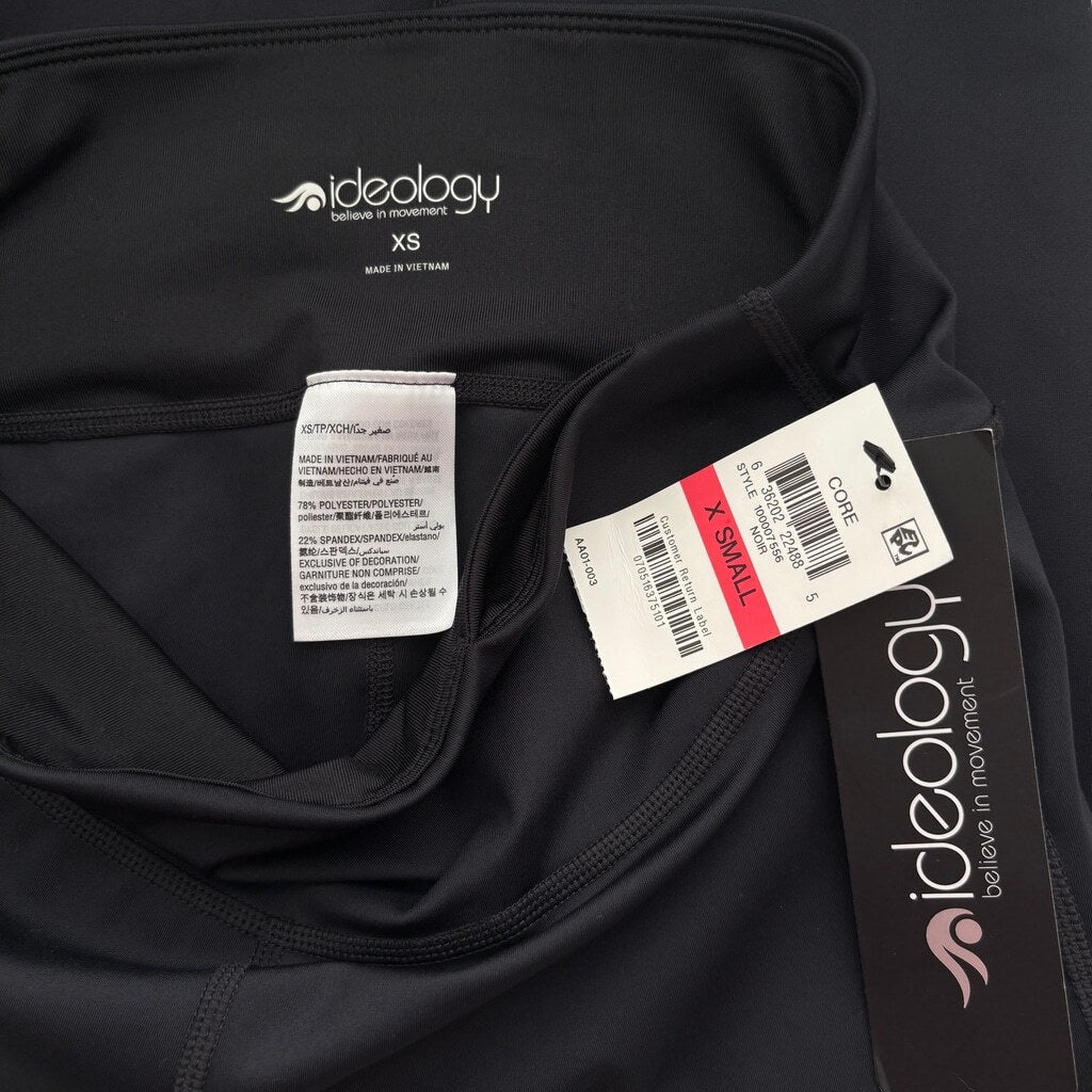 Ideology Women's XS Black Mesh-Trimmed Rapid-Dry Leggings NWT