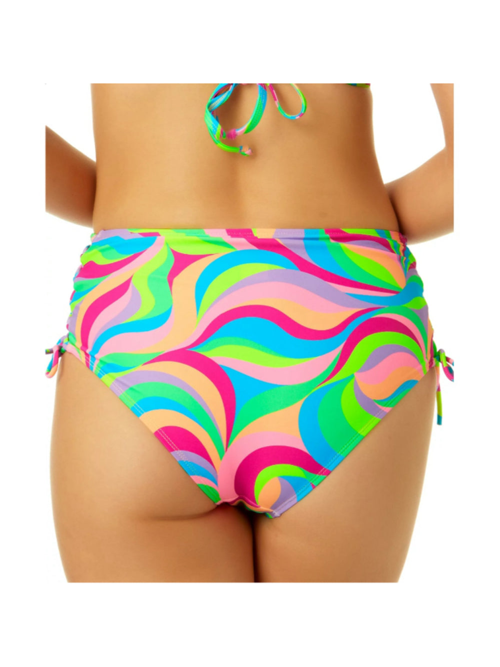 Salt + Cove Size XS Neon Swirl Side-Lace-Up High Waist Bikini Bottom NWT