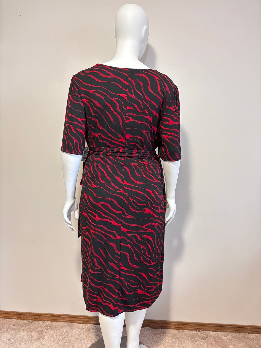 INC International Concepts Plus Size 4X Zebra Print Wrap Dress Black & Red NWT