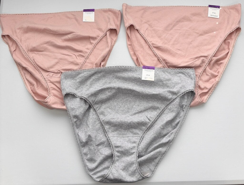 Charter Club Women's Size XXL 100% Cotton 3 Pack of Brief Underwear Mix NWT L8