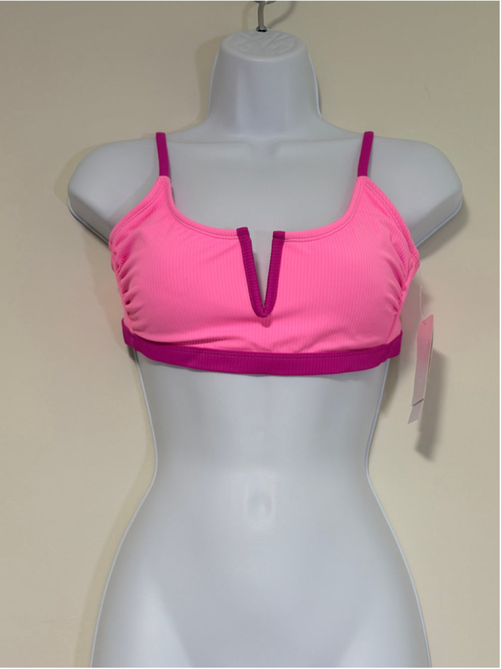 Salt + Cove Size Medium Pink & Purple V-Wire Ribbed Bralette Bikini Top NWT