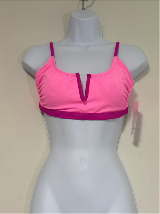Salt + Cove Size Medium Pink & Purple V-Wire Ribbed Bralette Bikini Top NWT