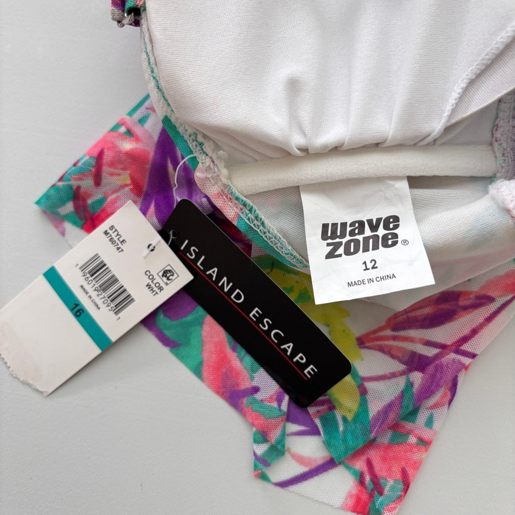 Wave Zone Women's Size 12 Colorful Flower Flutter Tankini w/ Support NWT