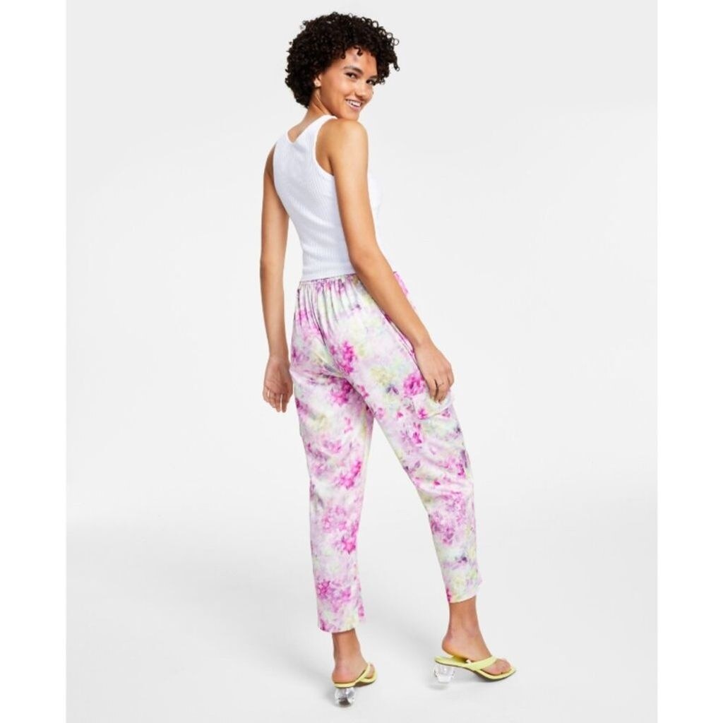 BAR III Women's Satin Floral Cargo Pants NWOT