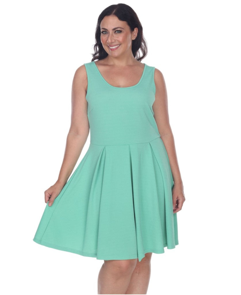 White Mark Plus Size 3XL Mint Green Fit and Flare / Skater Dress Knee Length NWT