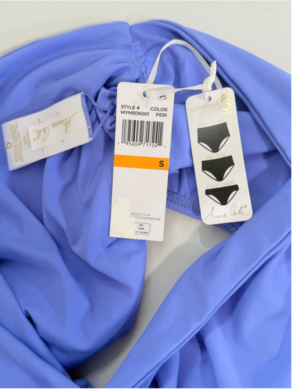 Anne Cole Women's Size Small Blue High-Waist Bikini Bottoms NWT