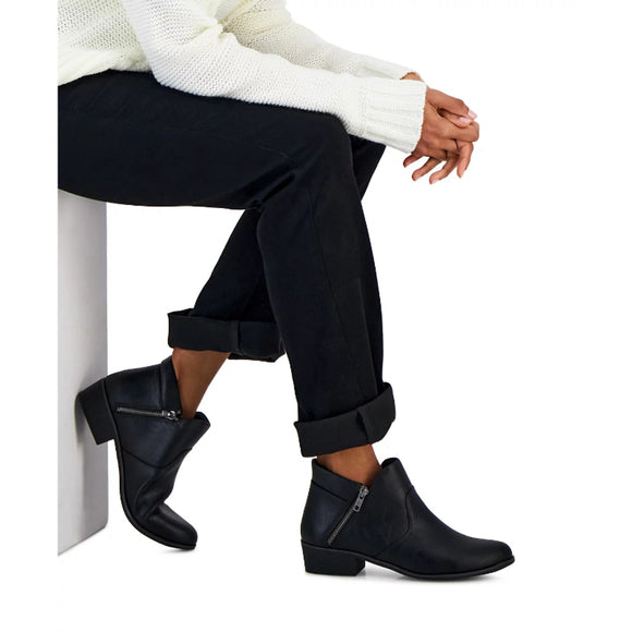 Sun + Stone Women's 7.5 Black Adelinee Double Zip Ankle Booties / Boots NIB