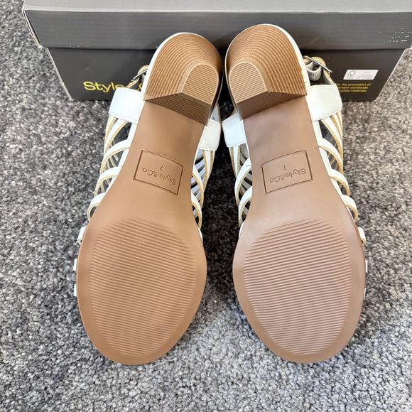 Style & Co Women's 7 White Caged Upper Cone Heel Dress Sandals / Shoes NIB