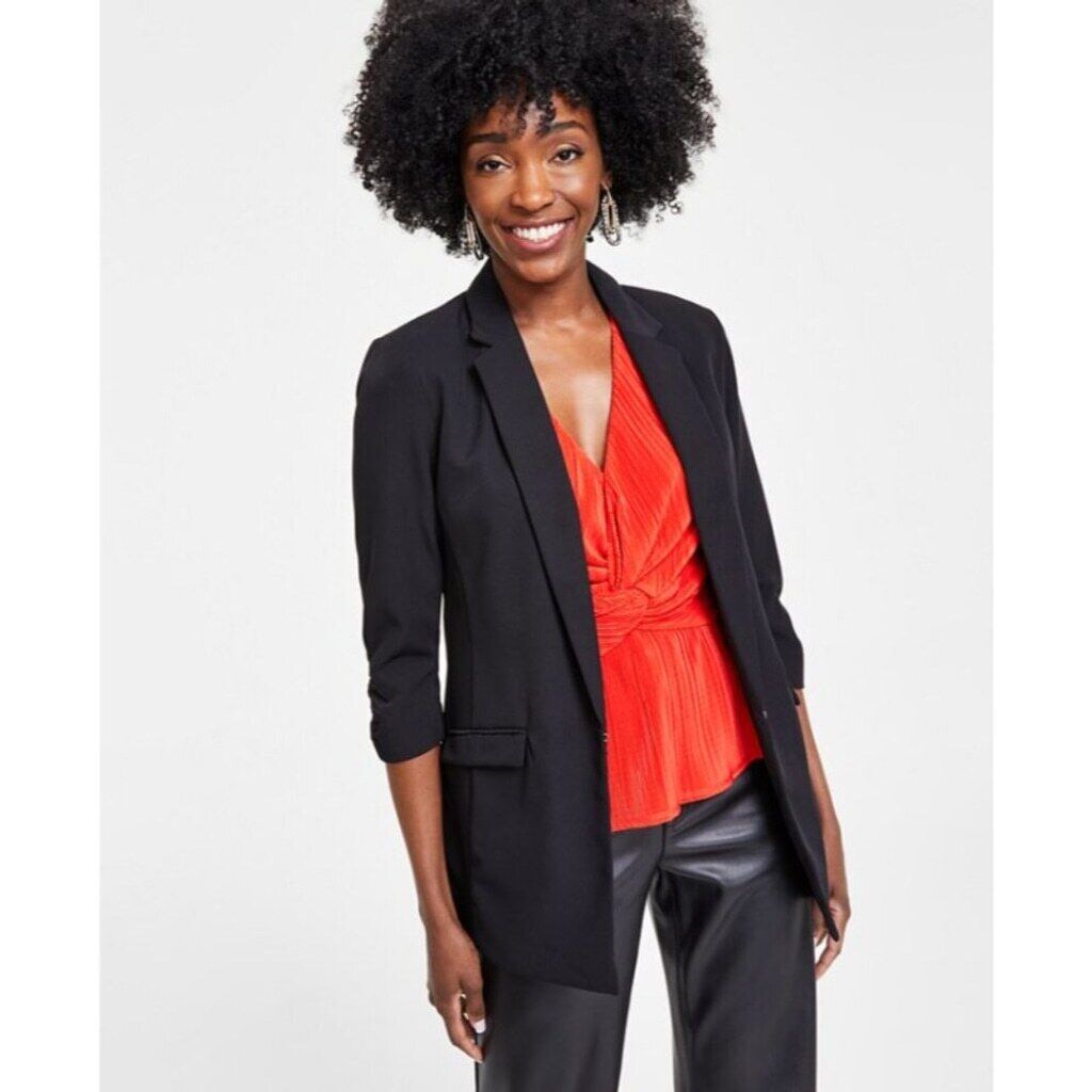 I.N.C. International Concepts Black XL Petite 3/4 Sleeve Menswear Blazer NWT