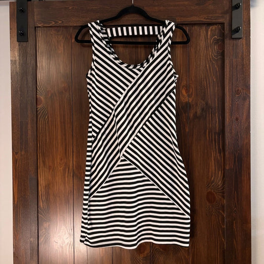 INC International Concepts Petite Medium Black and White Striped Mini Dress NWT