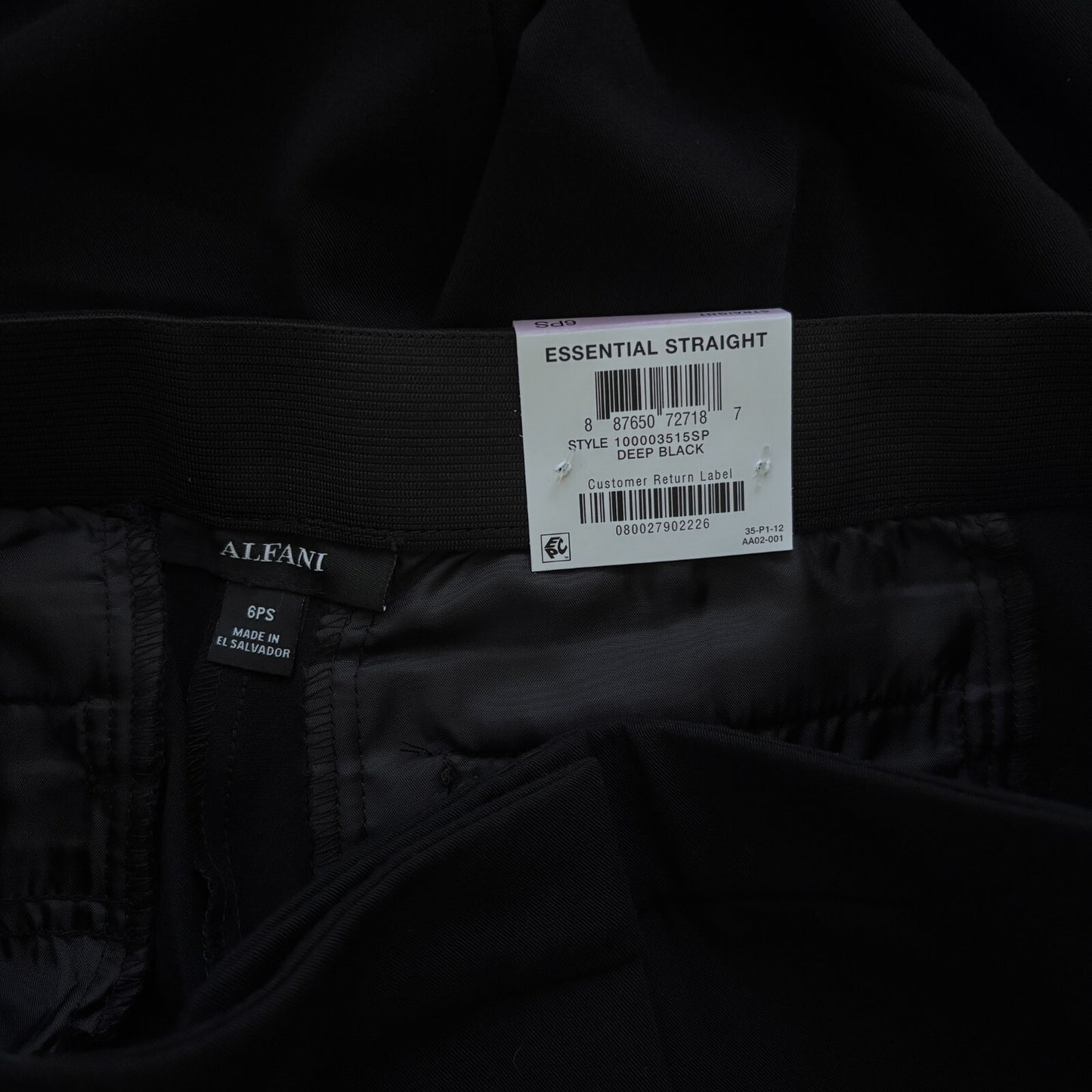 Alfani Petite Modern Straight-Leg Black Comfortable Dress Pants NWT