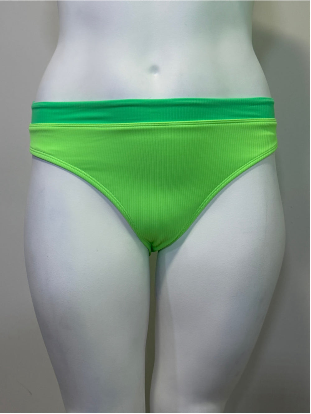 Salt + Cove Size XL Green Banded High-Waist Ribbed Bikini Bottoms NWT