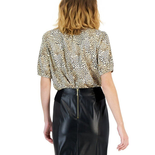 I.N.C. International Concepts Cheeta Tie-Neck Short-Sleeve Blouse NWT