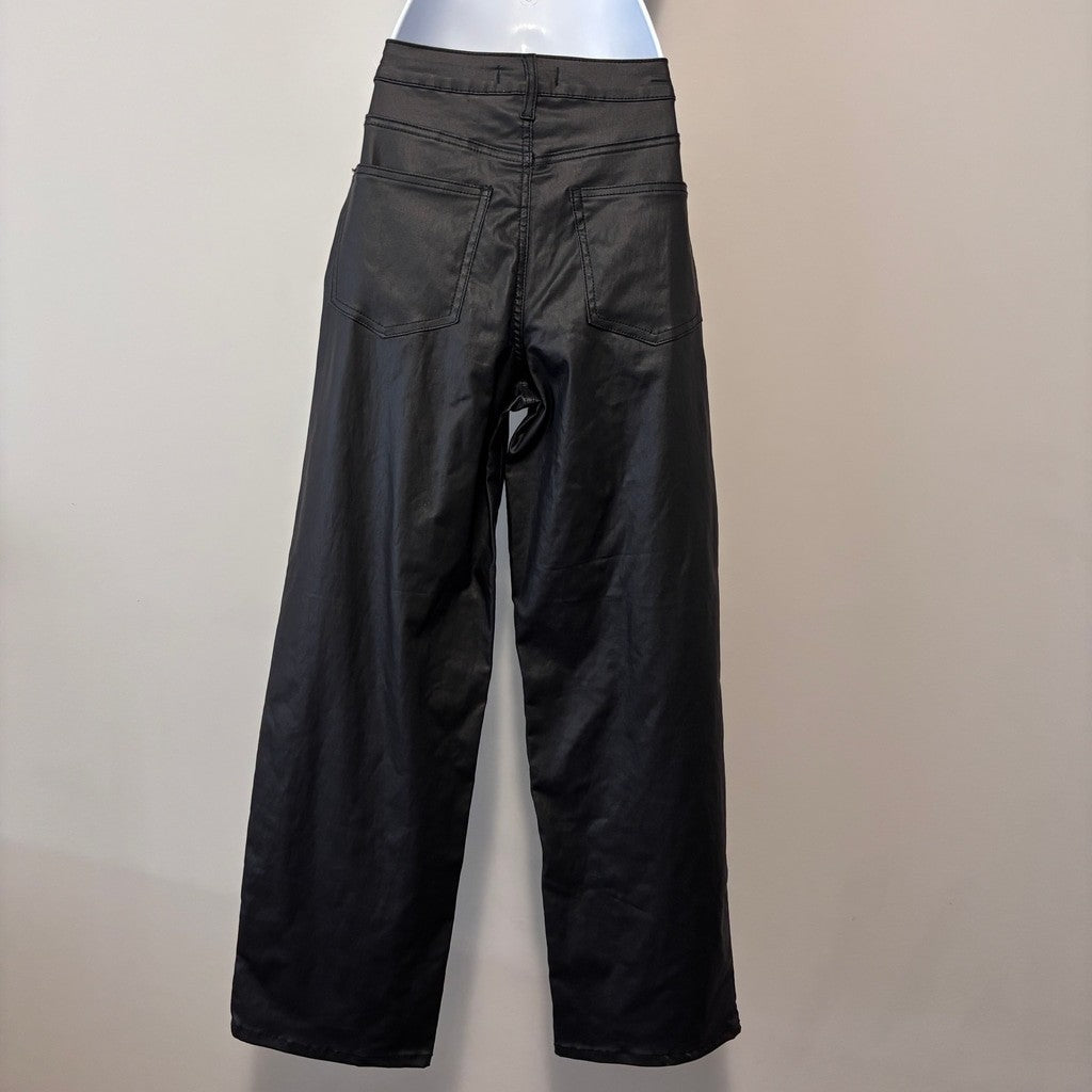 Almost Famous Size 7 Crave Fame 90s Faux-Leather Wide-Leg Jeans NWT