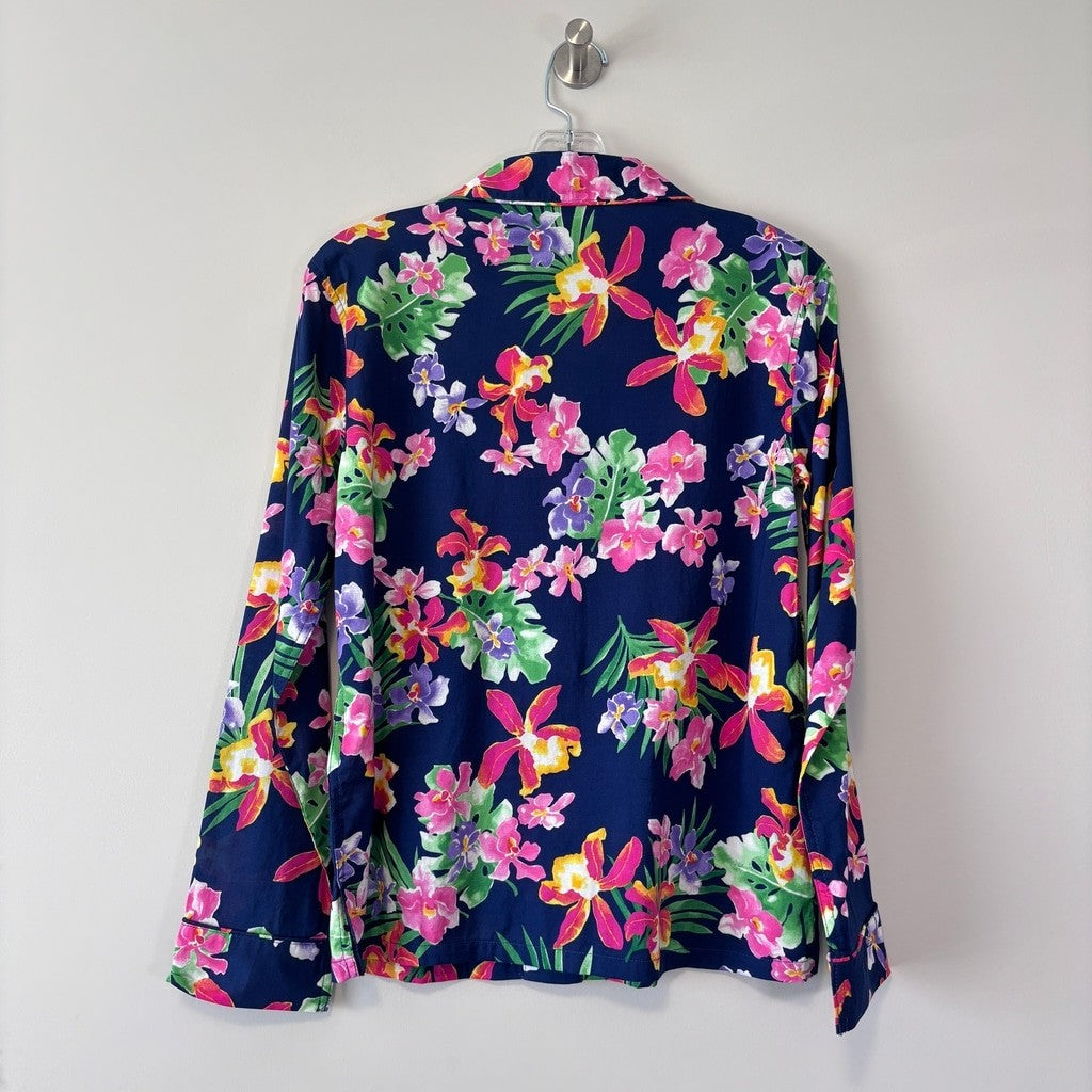 Ralph Lauren Women's M Navy & Multicolor Floral 2-Pc. Printed Pajamas Set NWT