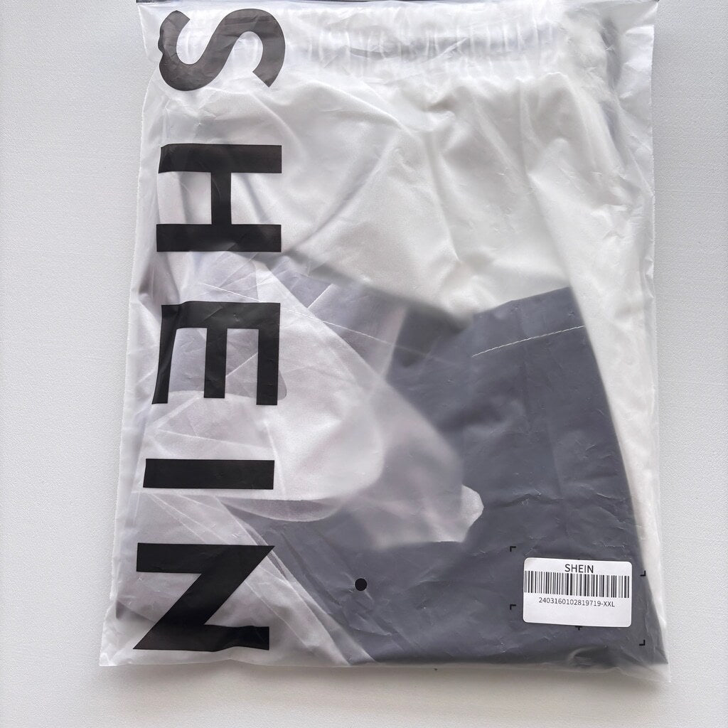 SHEIN Men's XXL Black White Smoke Print Graphic Drawstring Athletic Shorts NIB