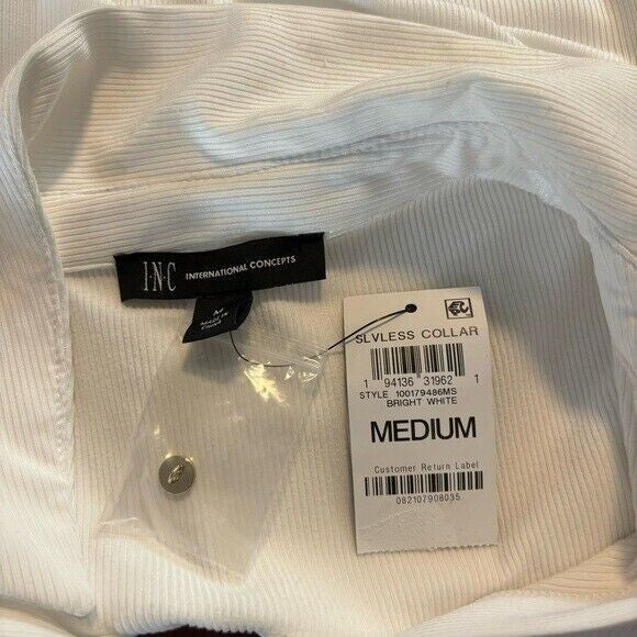 I.N.C. International Concepts Women's White Ribbed V-Neck Tank Top NWT