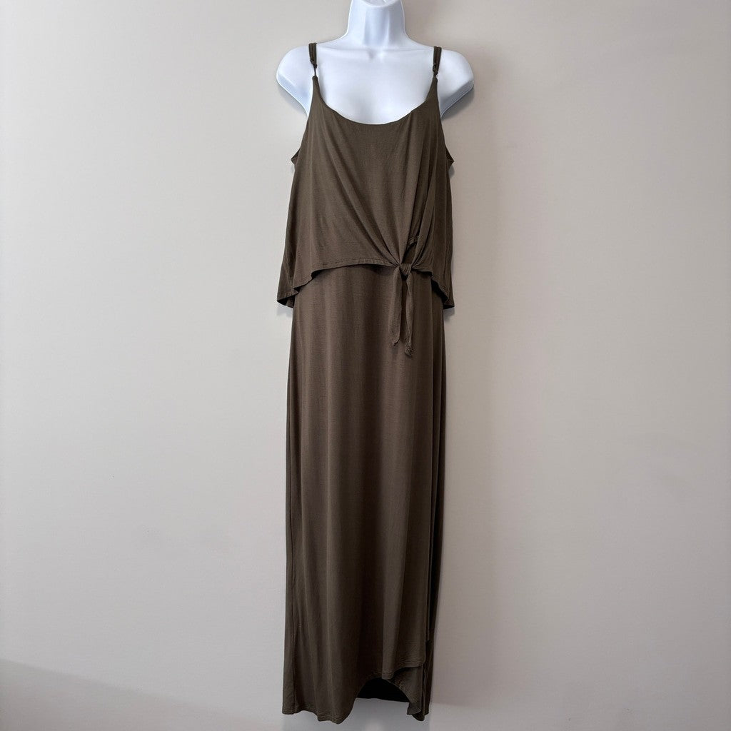 INC International Concepts Women's XL Olive Green Tie-Waist Midi Dress NWT