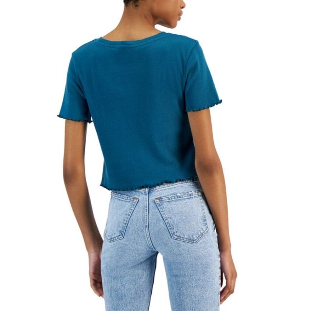 Grayson Threads The Label Juniors' M Celestial Lettuce-Edge Cropped T-Shirt NWT