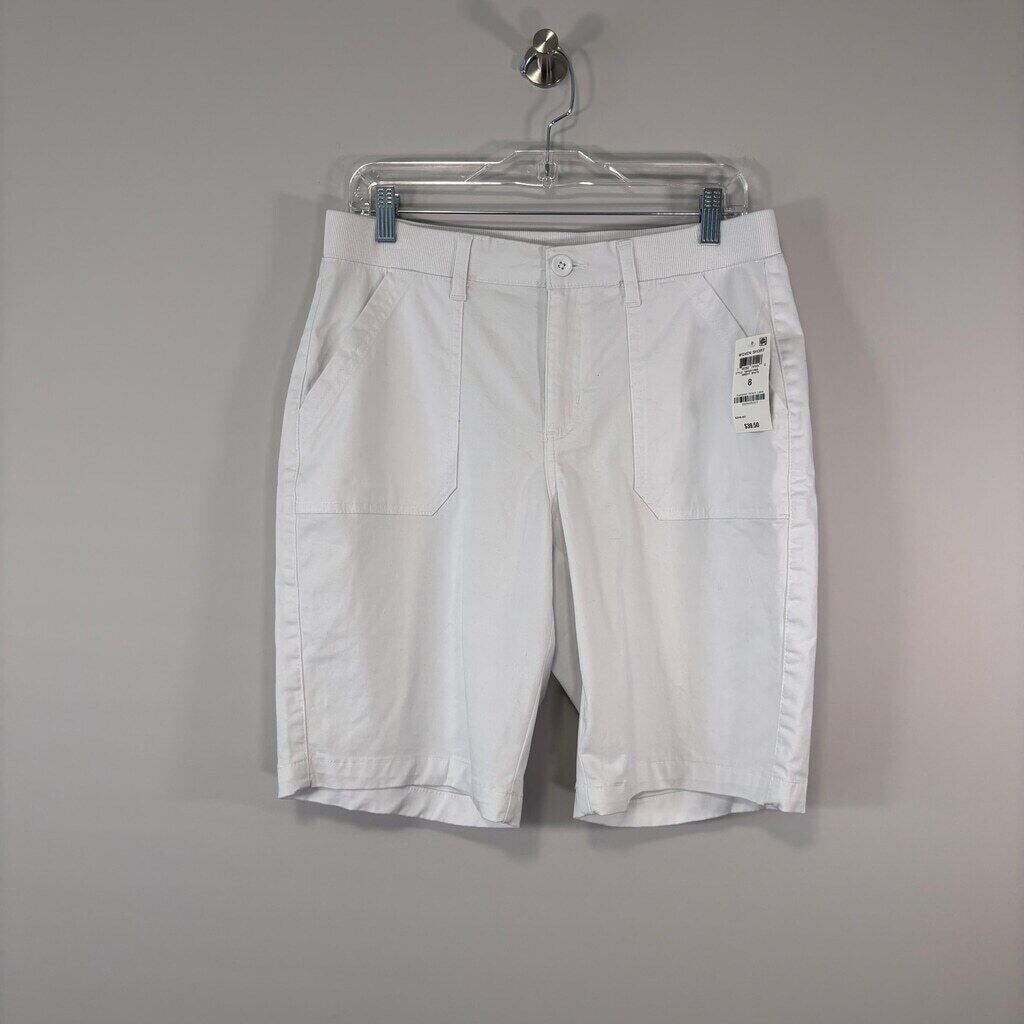 Karen Scott Women's White Casual Mid Rise Stretch-Waist Shorts NWT.