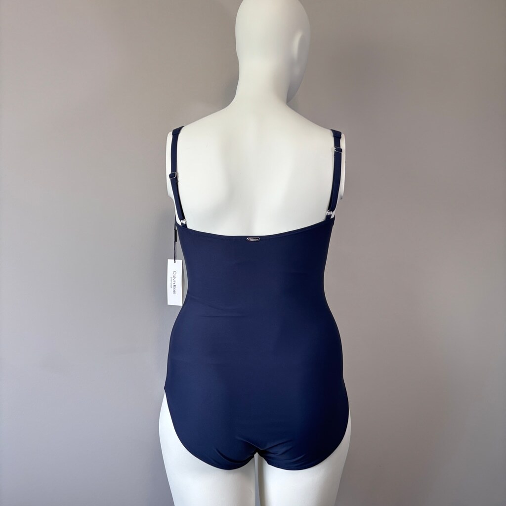 Calvin Klein Women's Size 16 Navy Pleated One-Piece Designer Swimsuit NWT