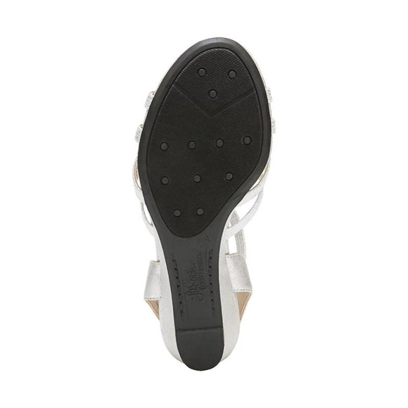Life Stride Women's 6.5 & 7 Silver Sparkle Strappy Wedge Sandals NIB