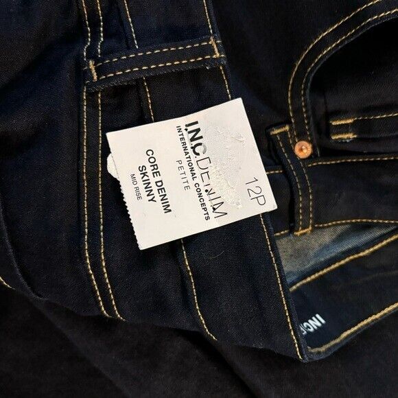 I.N.C. International Concepts Petite Mid Rise Dark Wash Skinny Jeans NWT