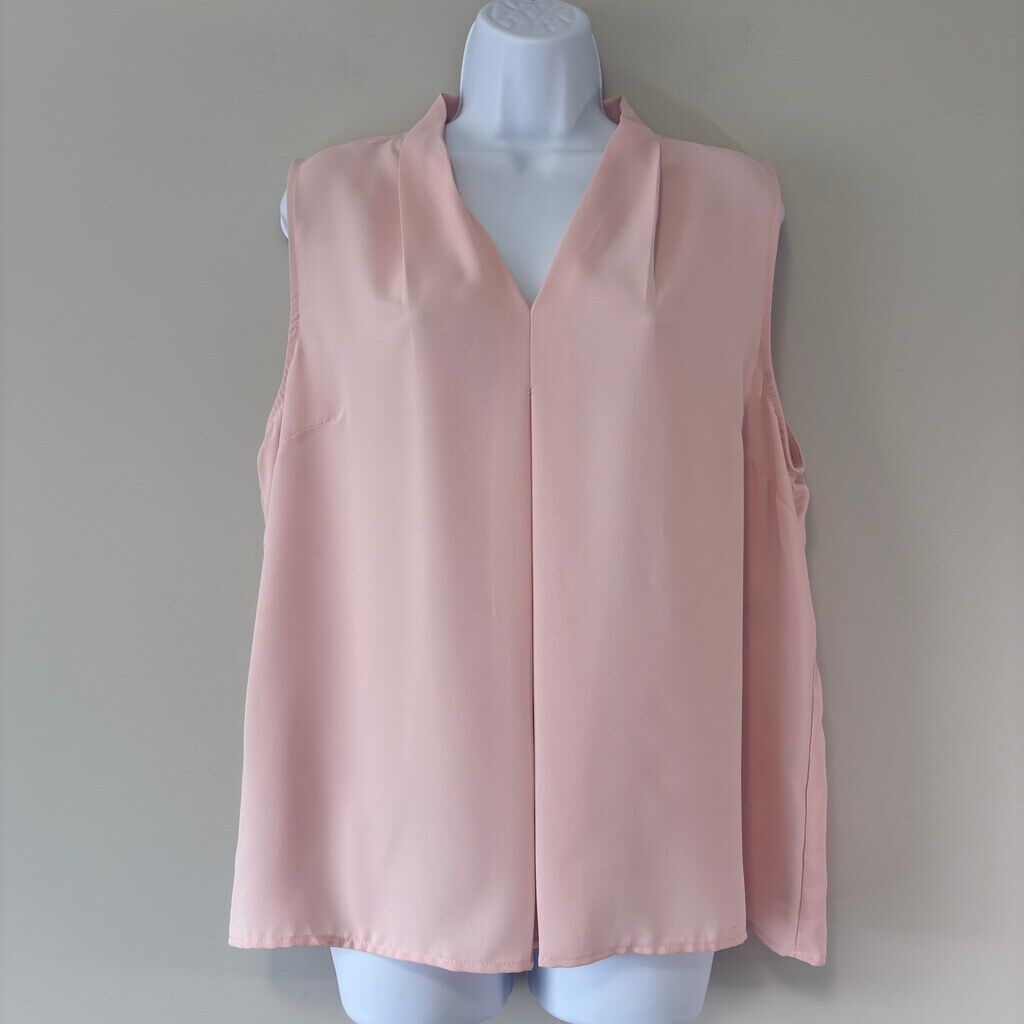 Bar III Women's XL Light Pink Sleeveless Pleated V-Neck Top NWT