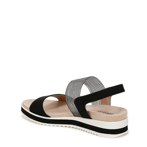 LifeStride Women's Size 8 Black Round Open Toe Wedge Slingback Sandals NIB