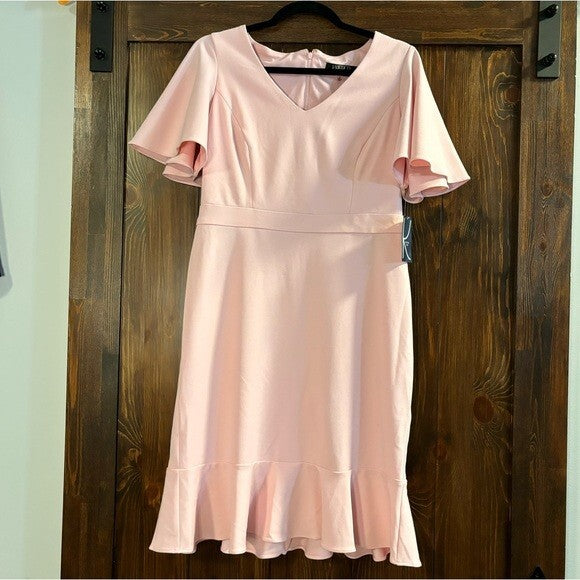 KASPER Women's Flutter-Sleeve Pink Sheath Dress NWT