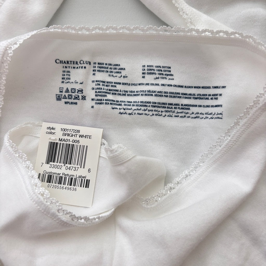 Charter Club Women's XXL 100% Cotton 3 Pack of White Brief Underwear NWT XXL41