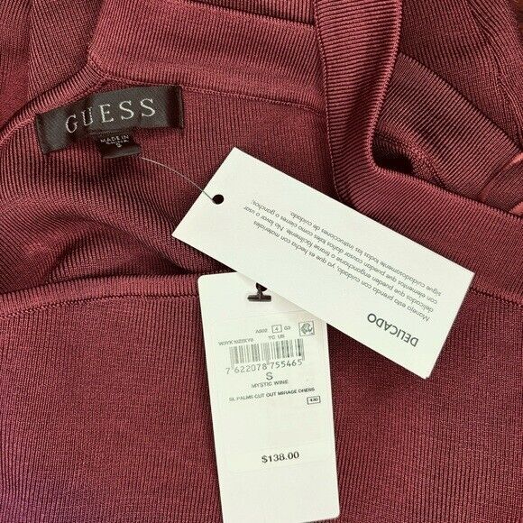 Guess Women's Small Halter Palms Cut-Out Mirage Mini Dress, Dark Red/Wine Colored NWT