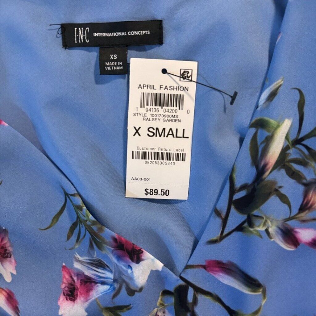 I.N.C. International Concepts Women's Size Small Blue V-Neck Mini Dress NWT