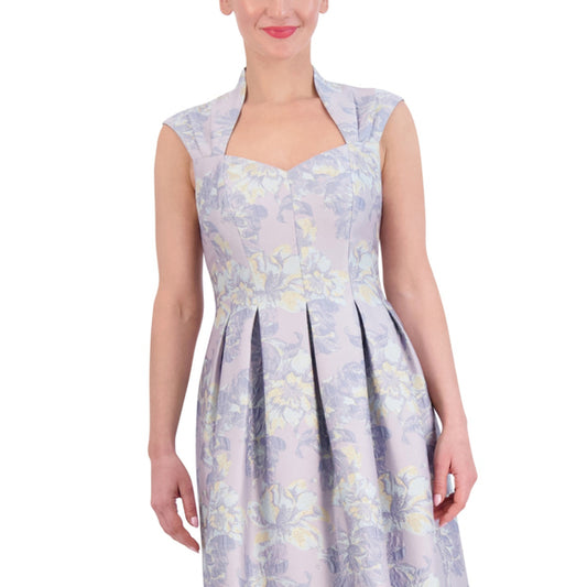 Vince Camuto Size 8 Purple Floral Jacquard Fit & Flare Dress NWT